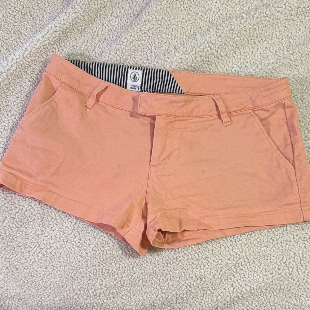 Volcom Pink High Waist Chino Shorts